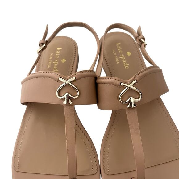 Kate Spade Kendra Leather tong sandals Light Fawn Sz 9 Minimalist Chic Quiet Lux - Picture 7 of 11